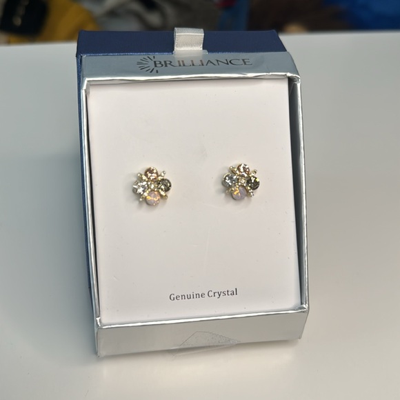 Brilliance Genuine Crystal Pink/Silver Earrings - Picture 2 of 3